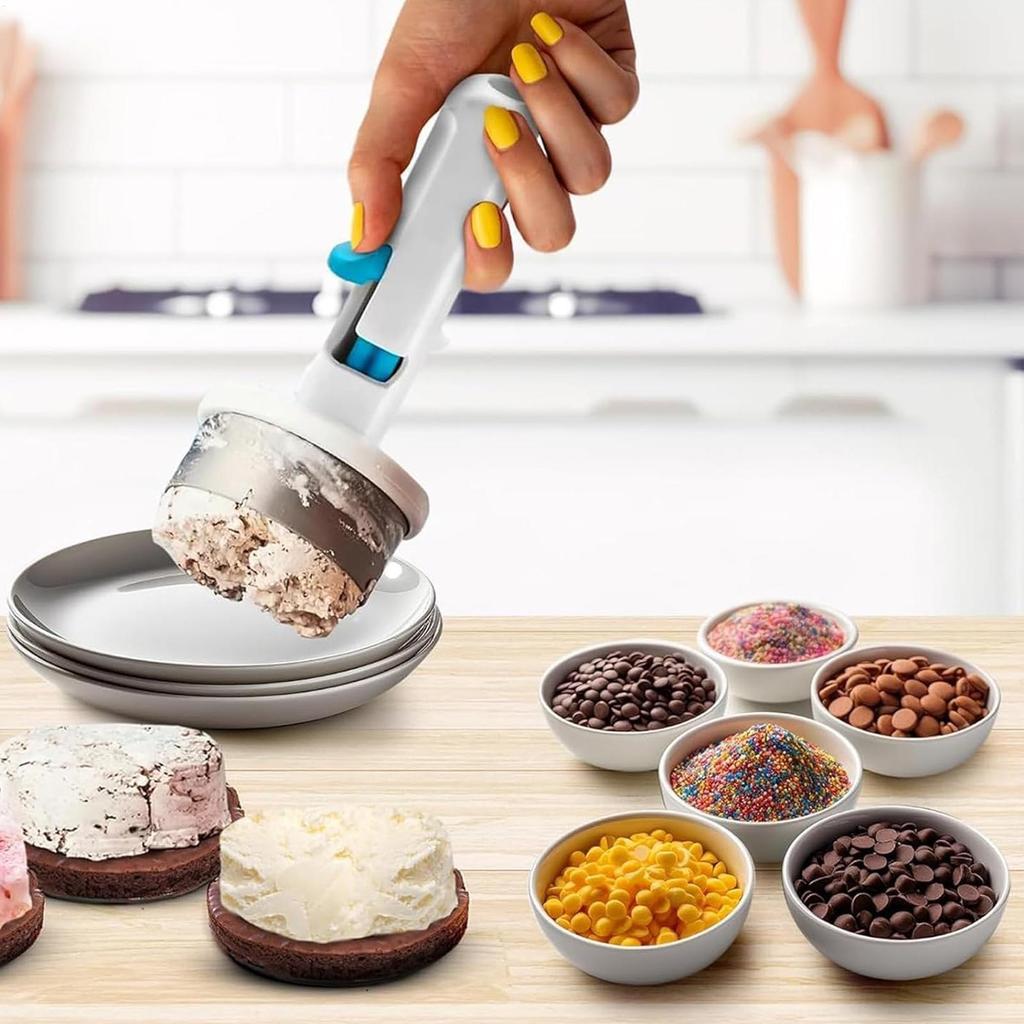 Ice Cream Sandwich Scoop Single-Hand Ice Cream Sandwich Maker Easy Release Kitchen Accessories Non-Stick Mold for Home Studio