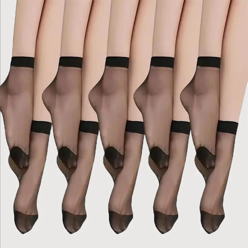 40 Stück Sommer Durchsichtig Dünn Socken Damen Schwarz Haut Ultradünn Strümpfe Damen Sexy Kristall Kurz Knöchel Socke Nylon Rutschfest 2pairs gray