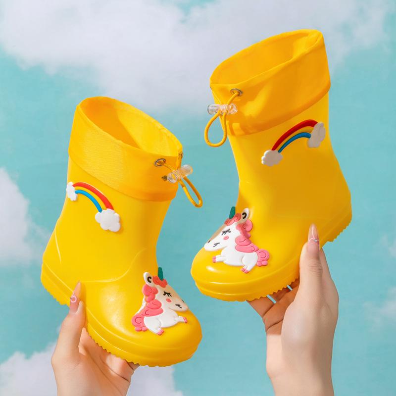 Kinder Einhorn Gummistiefel: Kleinkind & Baby 1-7 Jahre, Rutschfeste Wasserdichte Cartoon-Schuhe
