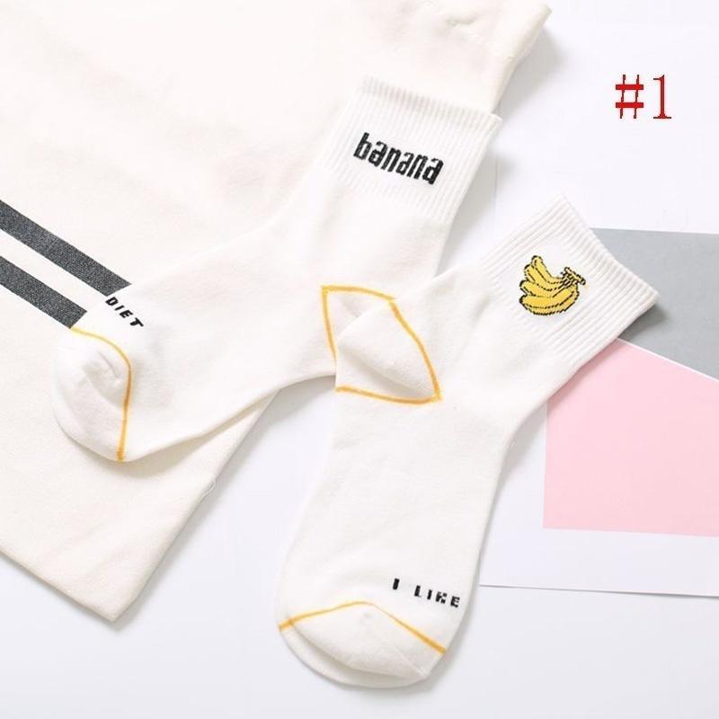 Kawaii Milk Banana Dinosaur Pencil Rocket Cartoon Socks Meias Novelty Illustration Letter Women's Socks Cute Socks
