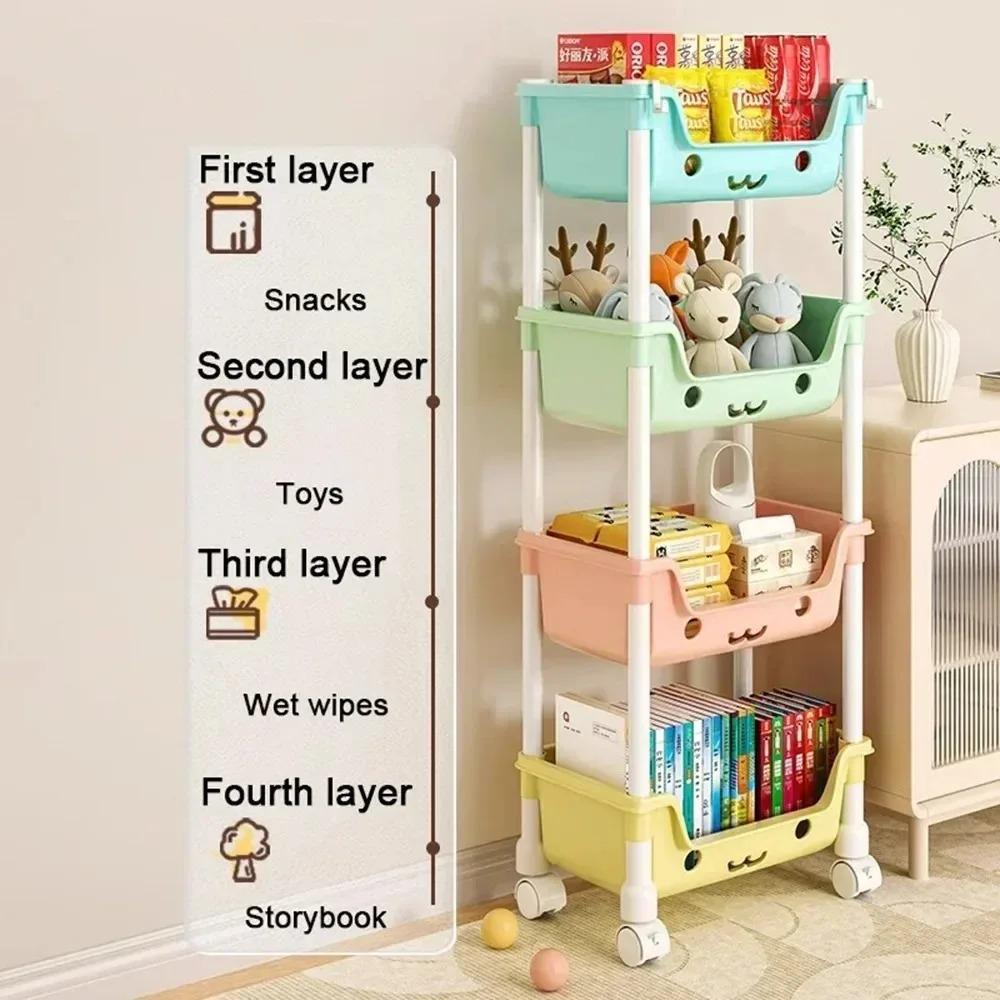 Spielzeug-Aufbewahrungswagen, Bücherregal, Snack-Rack für Kinder, Aufbewahrungs-Organizer, Badezimmer-Zubehör, Schrank-Organizer, Küchenaufbewahrung