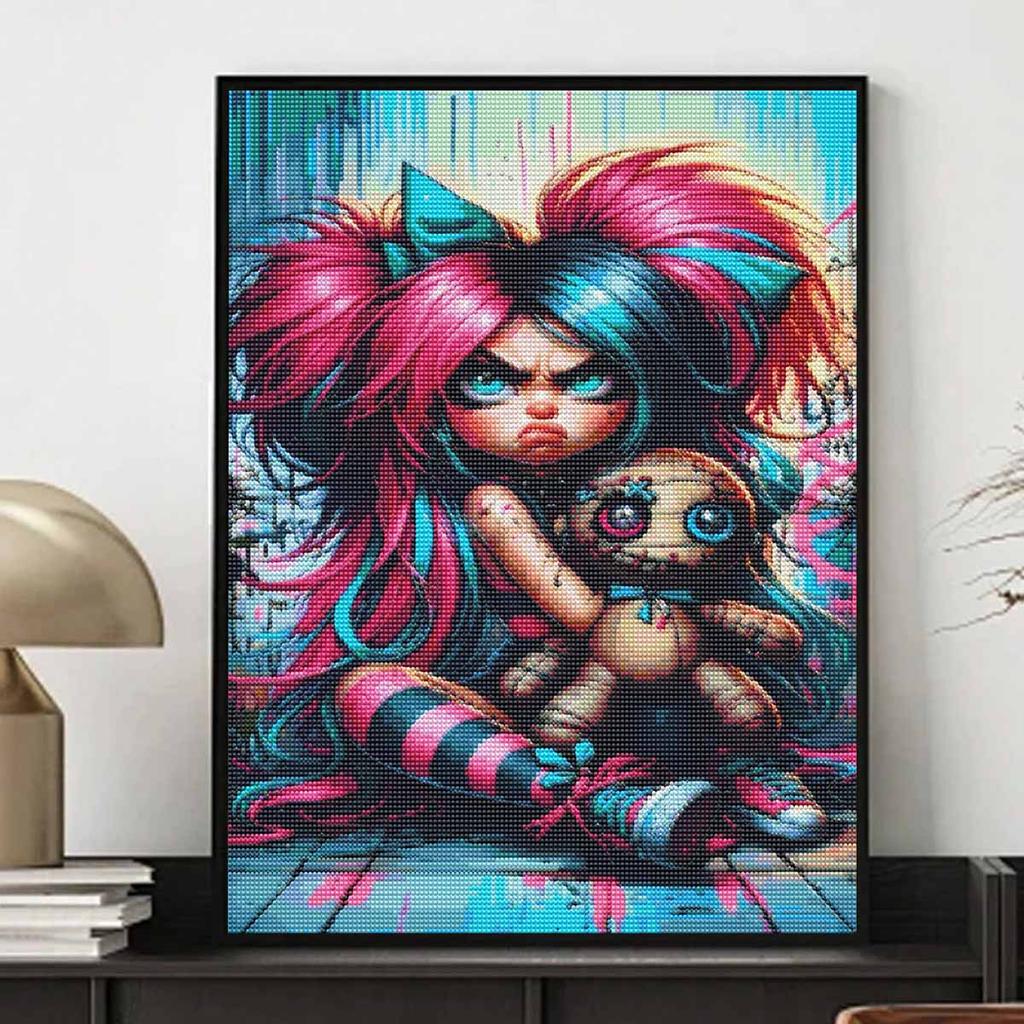 5D DIY Diamant Mädchen mit Teddy Malerei Stickerei Diamantmalerei Stickerei Kreuzstich Stickerei Heimdekoration