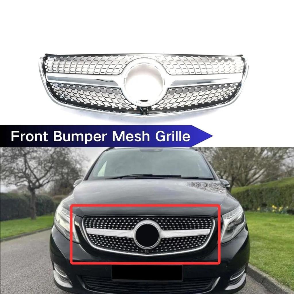 Car Front Grille For V Class W447 2015 2016 2017-2020 Diamond Style Front Bumper