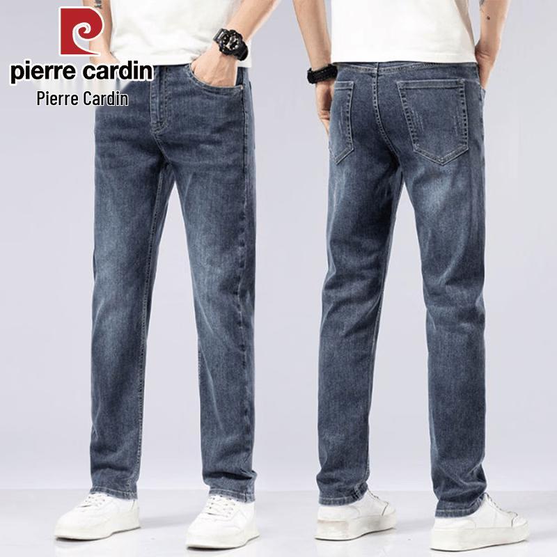 Pierre Cardin Men s Summer Thin Slim-Fit Straight-Leg Stretch Jeans 34