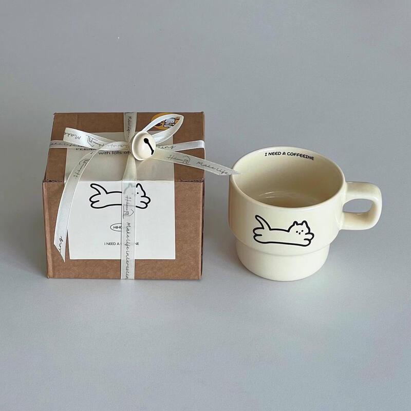 Cute Cat Ceramic Mug with Coaster