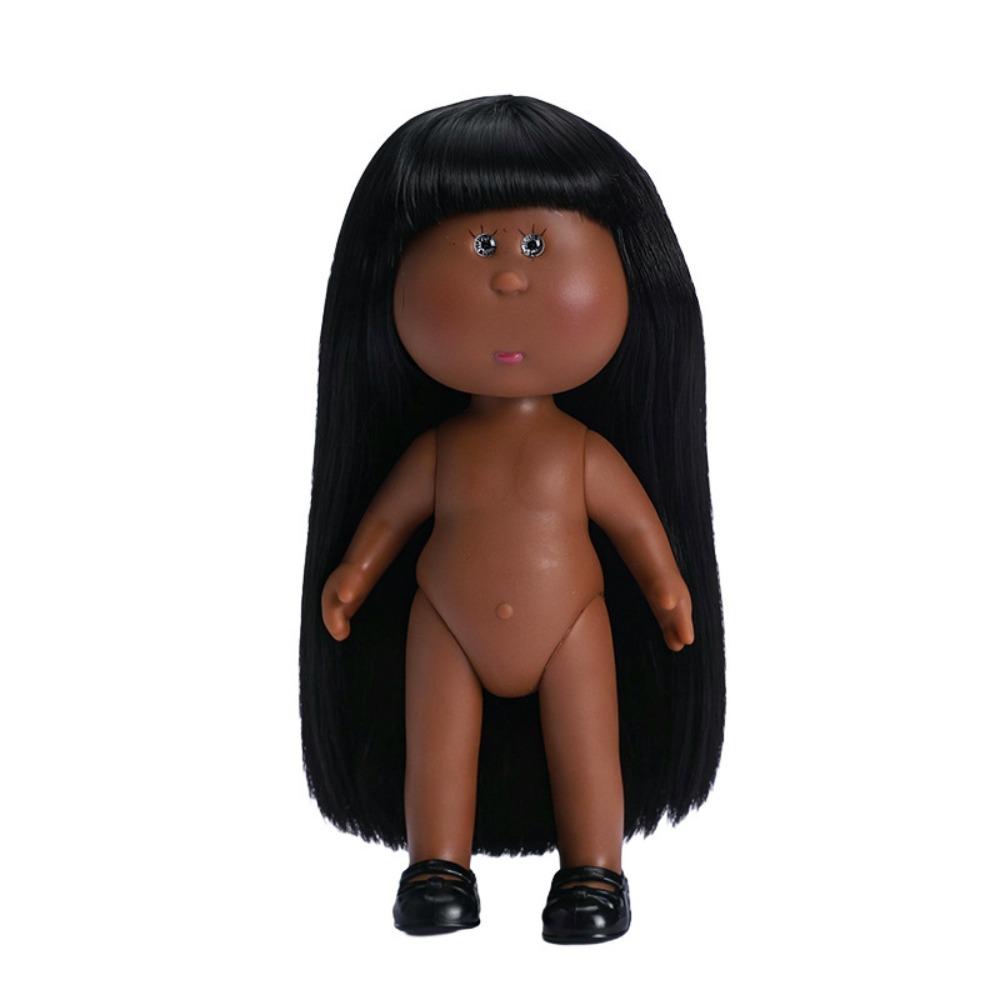 Dress Up 14cm Bean Eye Vinyl Doll Curly Hair Action Figure Body Mia Potato Dolls  Doll Accessories