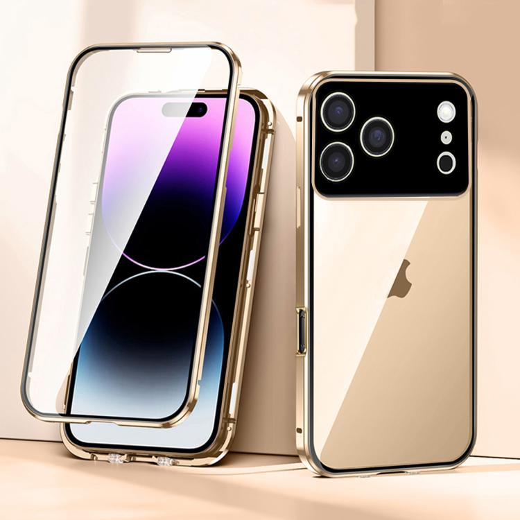 Magnetic Double‑Buckle HD Tempered Glass Shockproof Phone Protective Case for iPhone