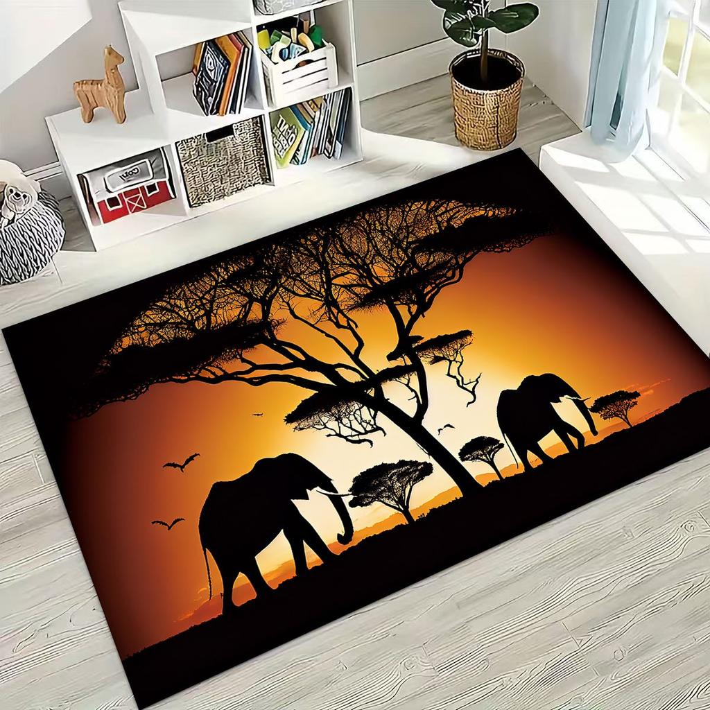27 Stil Weisheit Elefant Cartoon Teppich für Schlafzimmer Wohnzimmer Sofa Zuhause Fußmatte Dekor,Große Kinder Spiel Anti-Rutsch Bodenmatte Geschenk