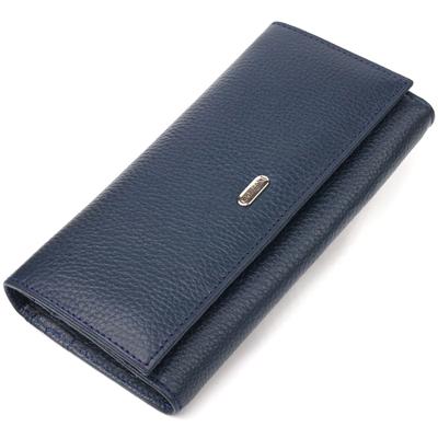 Practical Women's Wallet Made of Genuine Grained Leather CANPELLINI Wallet 21659 Blue