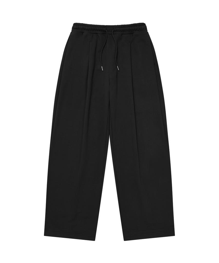 WACKY WILLY Three-Pleated Wide Sweatpants Black