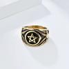 New Vintage Satanic Goat Pentagram Stainless Steel Ring for Men Party Jewelry