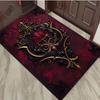 Red Black Gold Baroque Damask Print Carpet Plush Flannel Rug Living Room Bedroom Home Decor Area Rug Non Slip Floor Mat