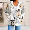 Women Plus Size Zip Up Hoodie Long Sleeve Leopard Football Star Print White Sweatshirt With Pockets