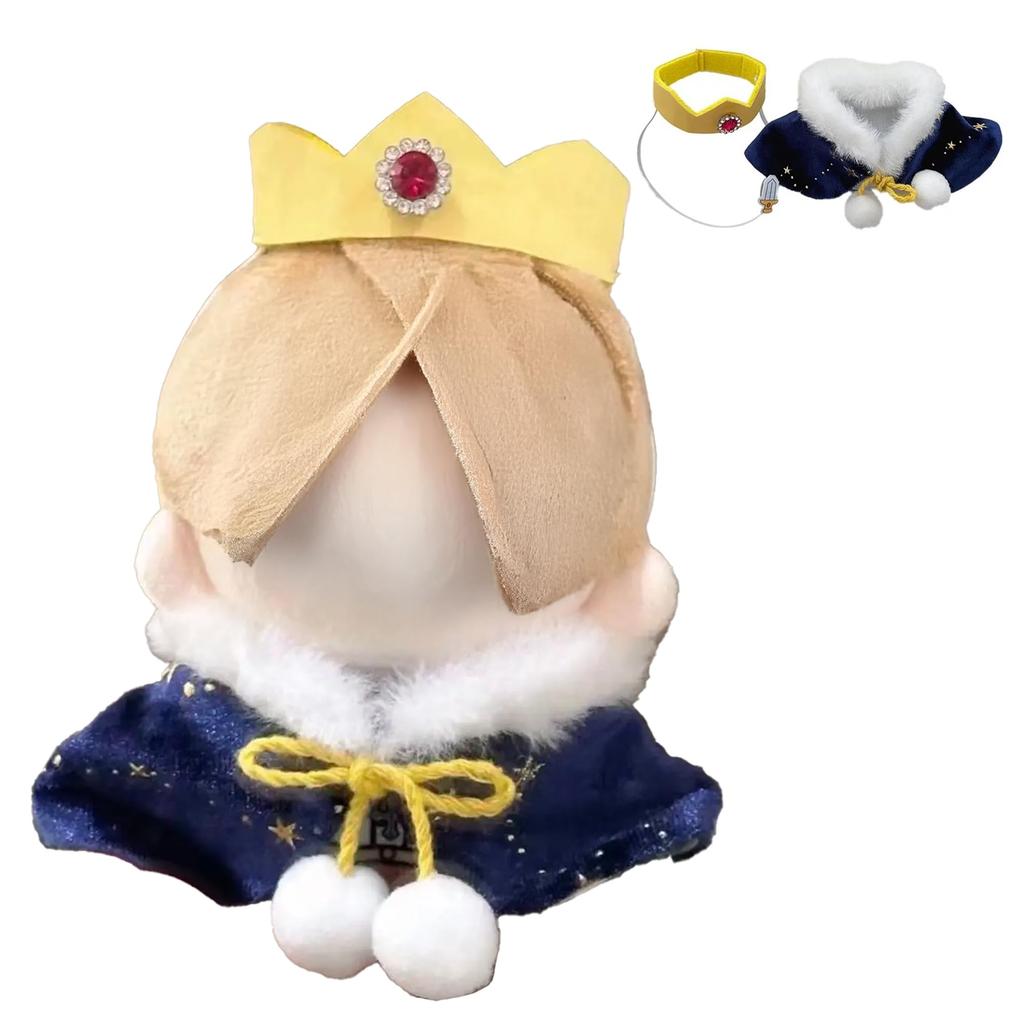 Crown & Cape Set for 10-15cm Plush Dolls, Blue [Used]