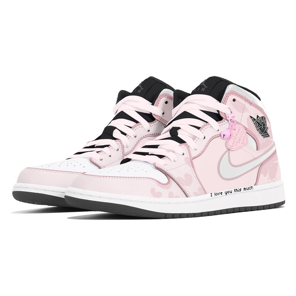 Jordan Air Jordan 1 Lemon Joy Slijtvast Slijtvast Mid-top Vintage Basketbalschoenen Unisex Wit Roze DQ8426-001(Team778-)