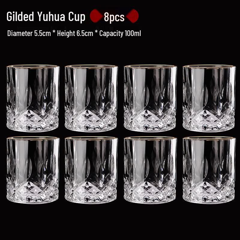 Youluo Premium Gold-Rimmed Crystal Liquor Glasses