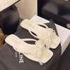 2025 summer new sweet transparent slippers women's outerwear bow open-toe hollow crystal fashion flip-flops