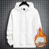 Men's Plus Size Thickened Velvet Hoodie - Casual Solid Color Autumn/Winter Pullover Sweatshirt for Boys and Men.