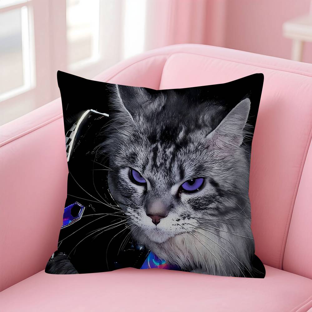 Maine Coon Cat Maple Design Cushion Cover Happy Autumn Harvest Decor Holiday Decorati Pillow Cover