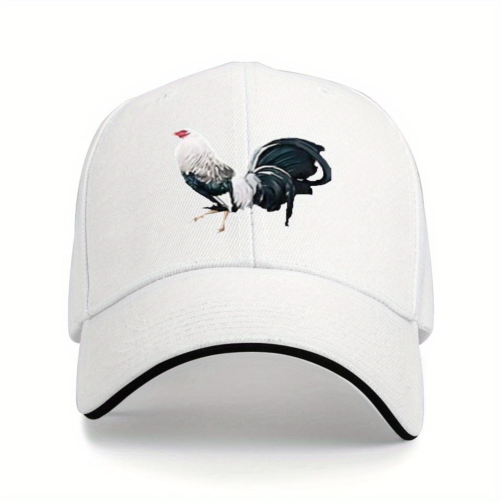 

Lightweight And Adjustable Baseball Cap Suitable for Both Men And Women Featuring a Rooster Print Design in Black And White One Size