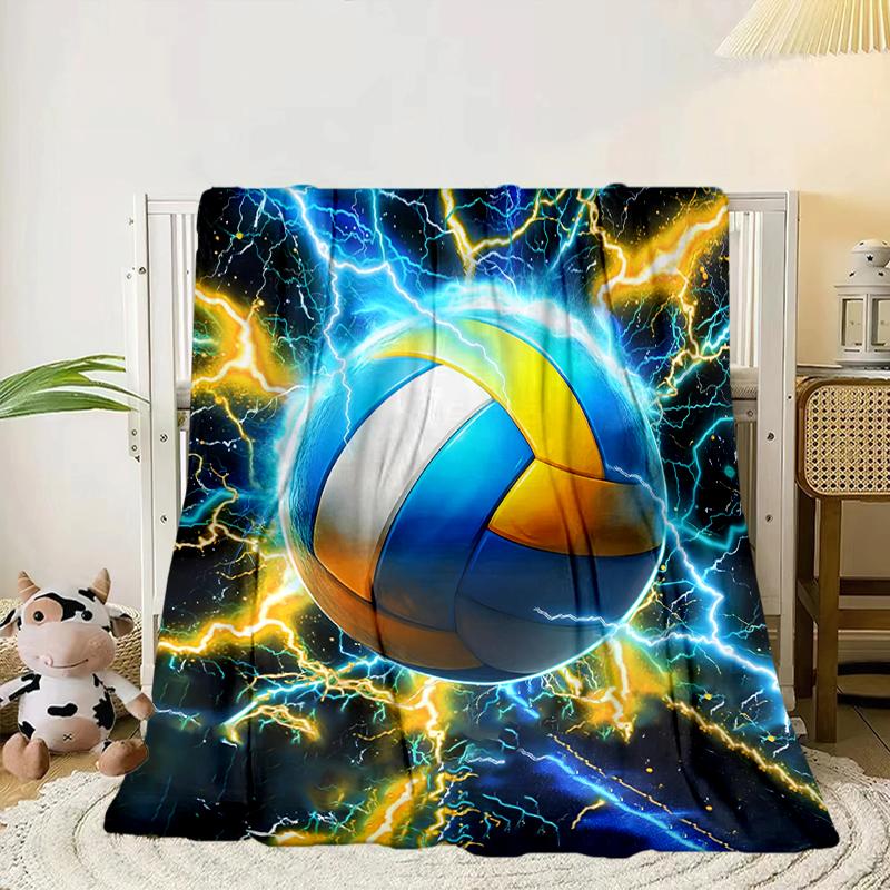 Flaming Football In Action Blanket Flannel Blanket for Bed, Sofa, Camping, Hiking, Picnic Essentials, Gift for Family Fan Gifts