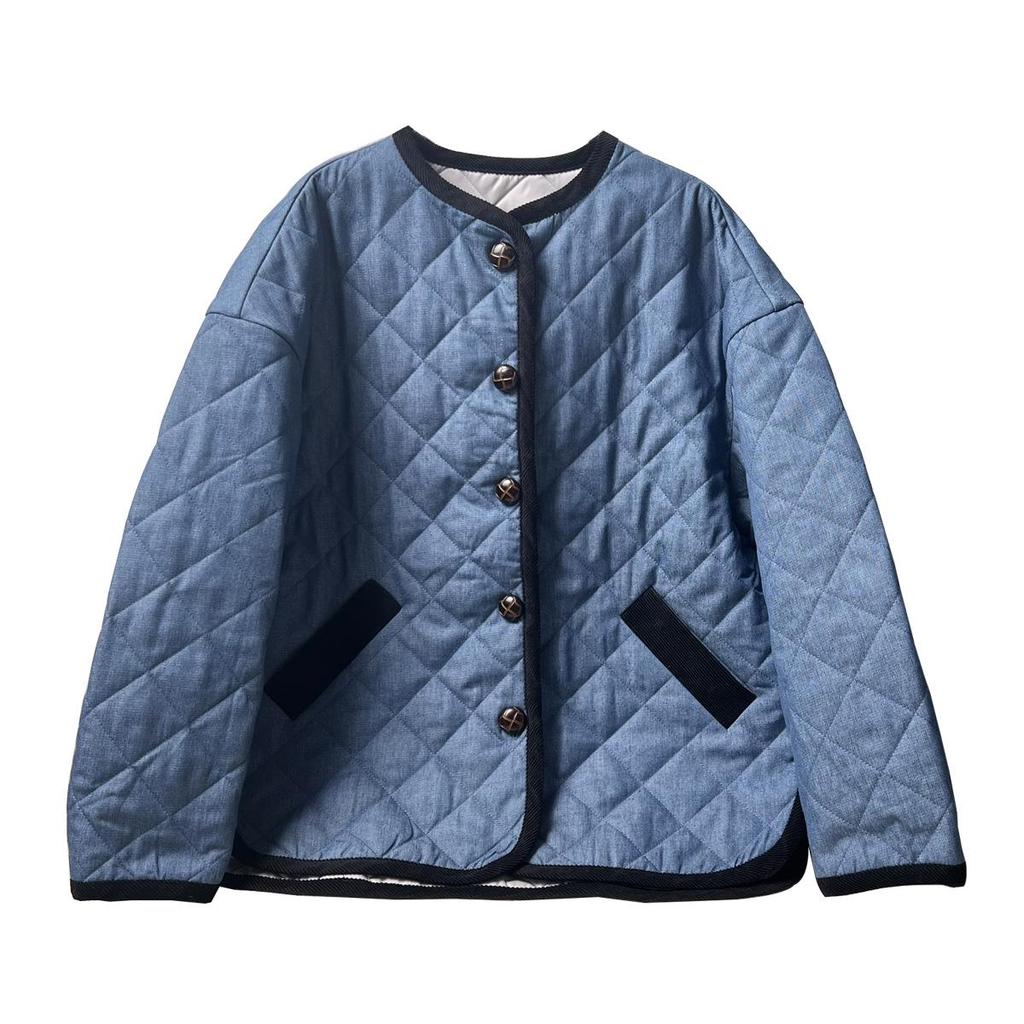 2024 Autumn Song Qian Korean Pure Cotton Quilted Denim Jacket