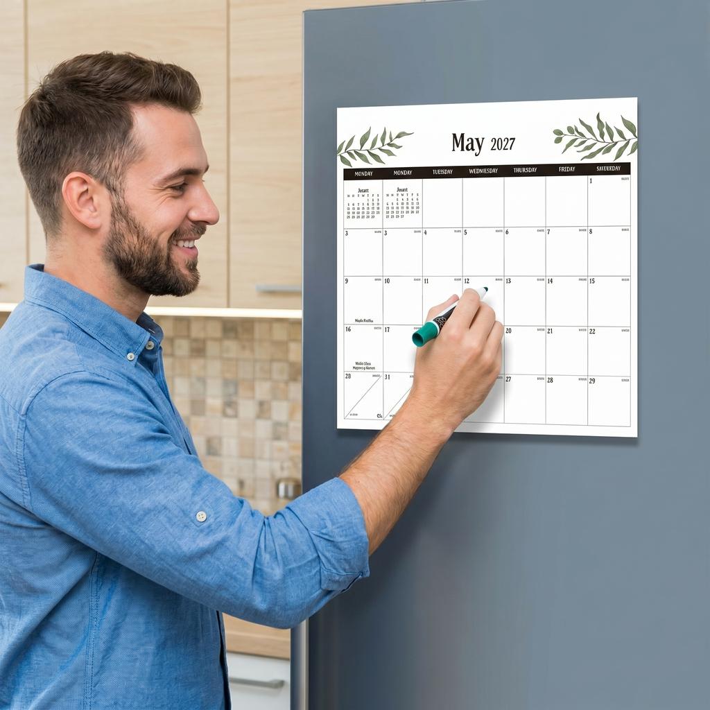 2027.1 2028.6 18 Months Magnetic Fridge Calendar English Monthly Planner Refrigerator Magnet Schedule Organizer for Home Office