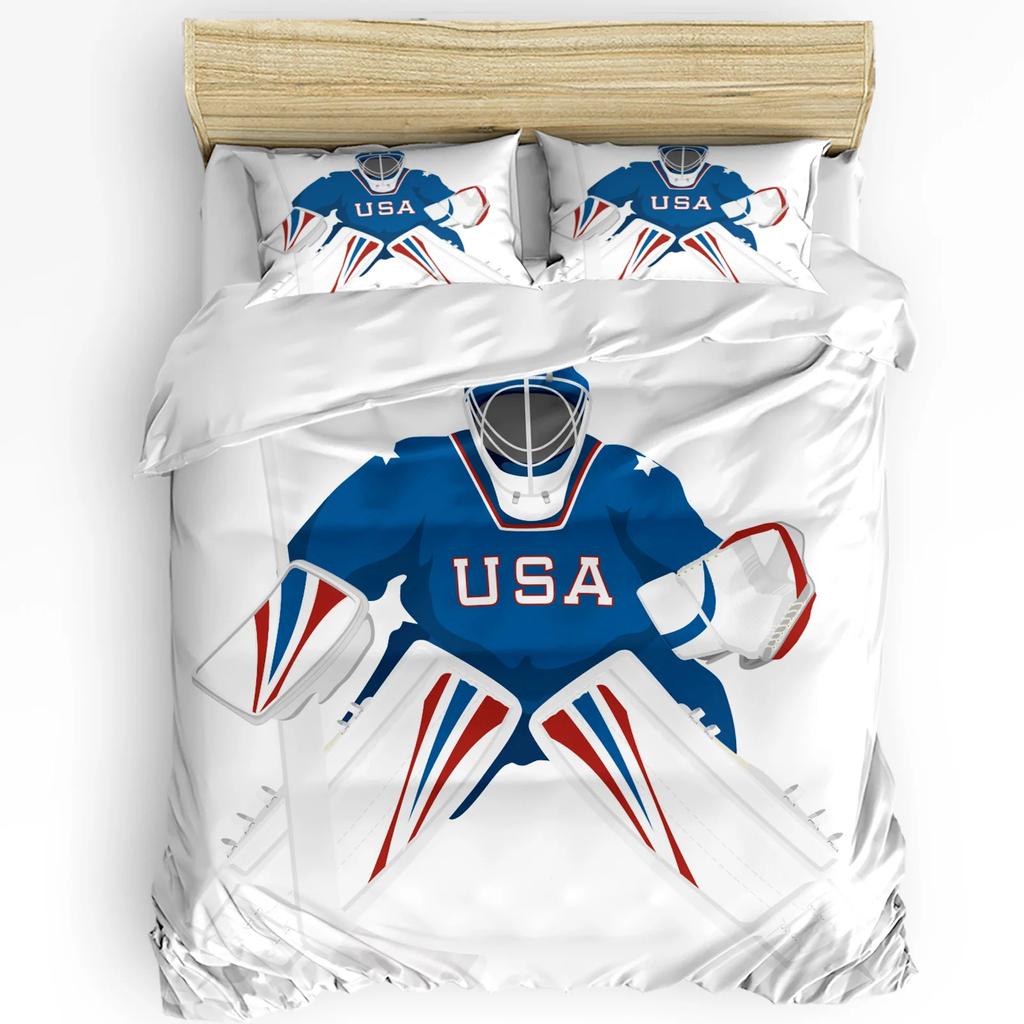 Hockey Bedding Collection For Bedroom Bed Home Hockey Player Makes A Strong S On Goal Rival Il Duvet Cover Quilt Cover Pillowcase
