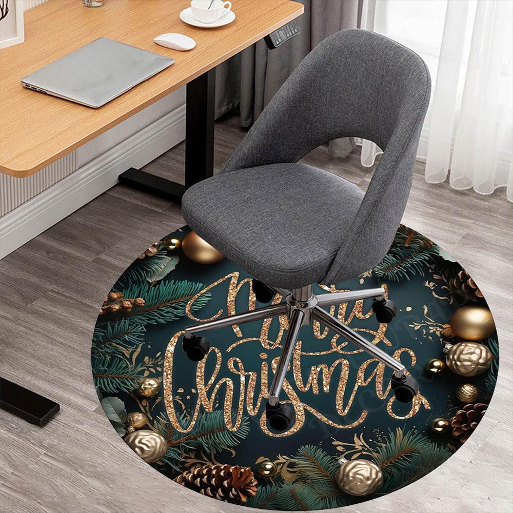 1PC Merry Christmas Office Round Area Rug, Under Office Chairs Bedroom Living Room Home Decor,Carpet for Office, -1110262