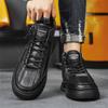 Leather High-Top Casual Little White Shoes Autumn Men'S Sports Flat-Bottomed Elastic Band Foot Shoes Men'S Shoes