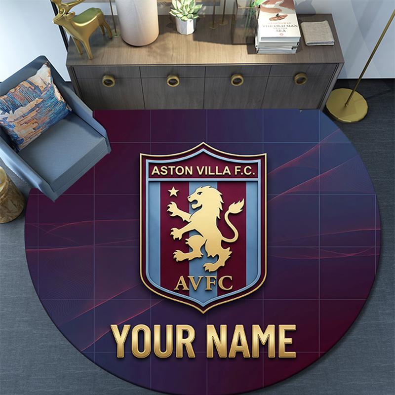 Pielāgojama nosaukuma Aston Villa apaļš paklājs
