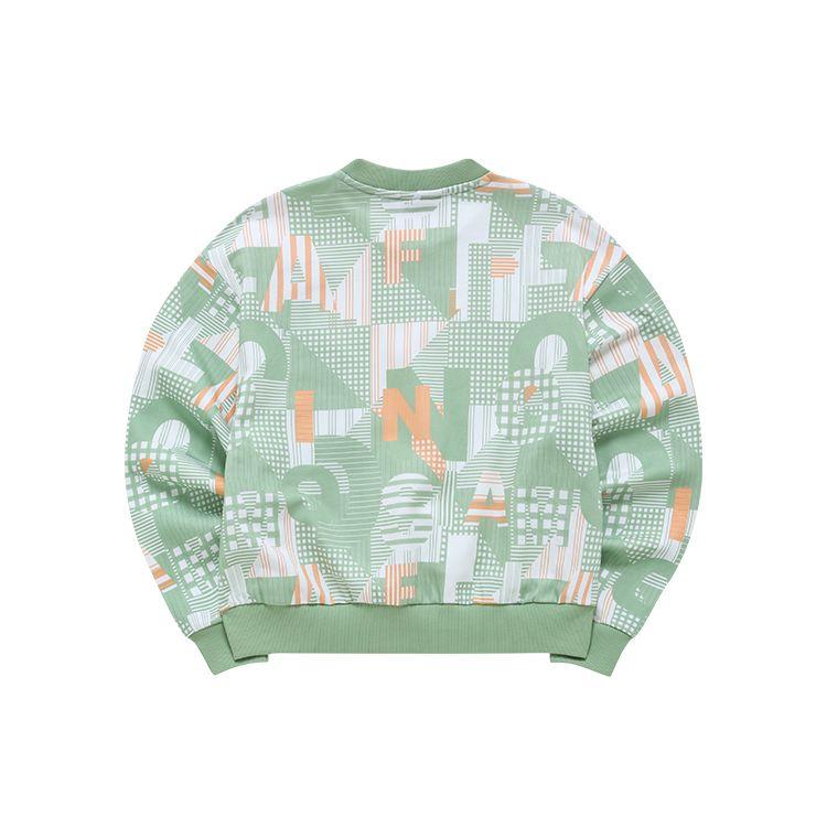 Fila Fusion Woven Logo Patchwork Pattern Printed Letter Sports Loose American Crewneck Sweatshirt Women sweatshirt White T11W213211F-WT