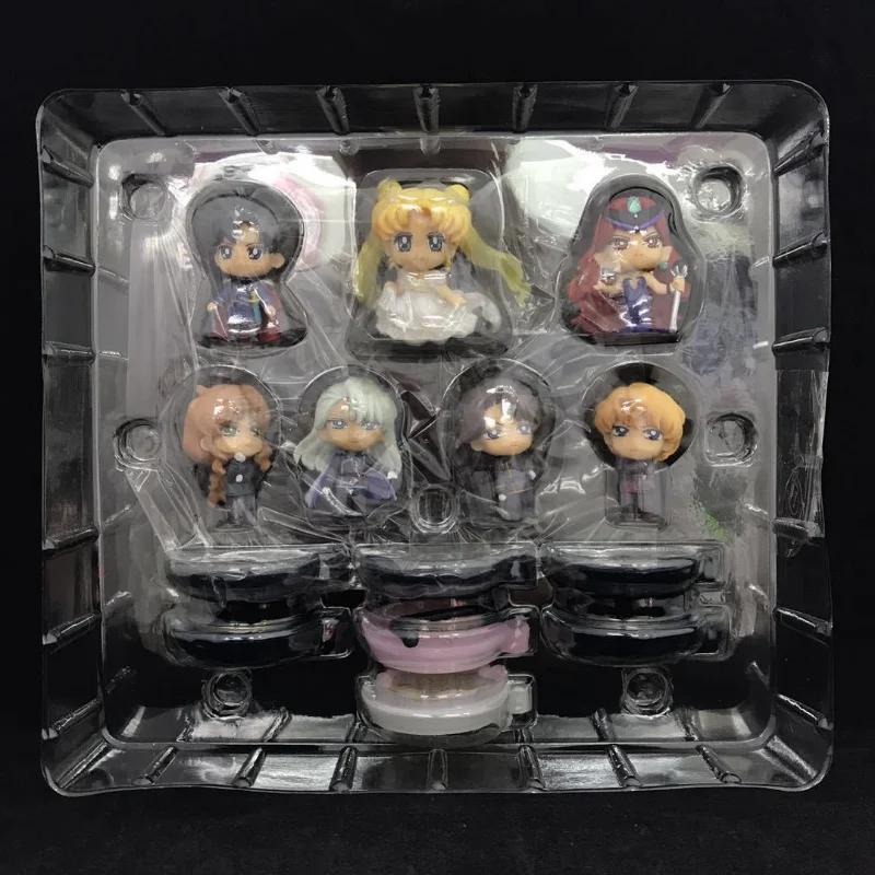 7pcs/set Anime Sailor Moon Anniversary Dark Kingdom Ver Kawaii Action Figure Collectible Model Toys Doll Kids Gift PVC 25th Poseable Articulated Scale
