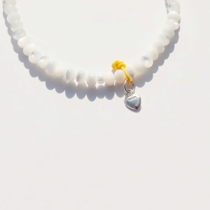 BONBEAU Combi Daisy Charm Mother of Pearl Beads Bracelet Mother of Pearl Beads Gold Silver 925 Charm Daisy Bracelet