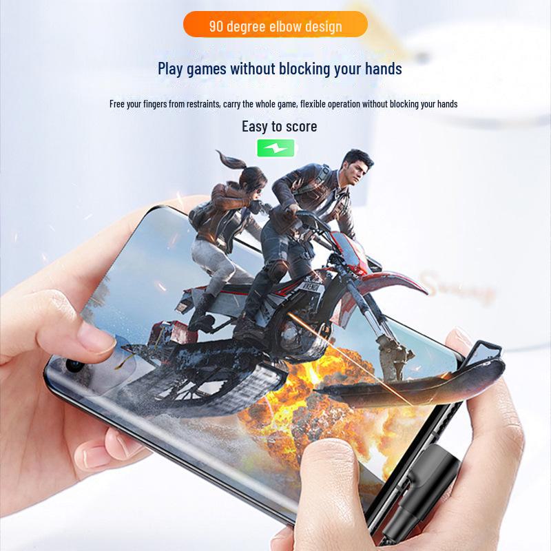 

Игровой кабель для быстрой зарядки 90° Type-C для Samsung и Huawei 1m чёрный