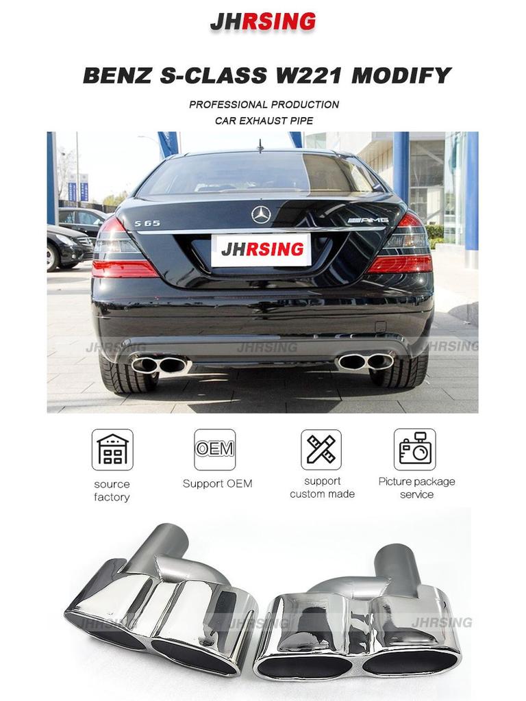 Suitable for Mercedes S-Class W221 S300/350/500/600 S65 AMG Quad Square Exhaust Tips