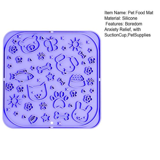 Dogs Cats Silicone Lick Mat Anti-choking Anxiety Relief Square Paw Shape Pet Food Mat with Suction Cup Slow Eating Puzzle Feeder Licking Mat