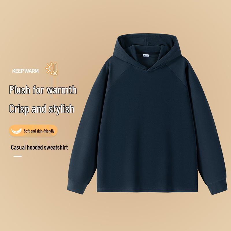 Unisex Long Sleeve Hoodie with Custom Logo – Double-Sided Fleece, Skin-Friendly Pullover Jacket for Couples