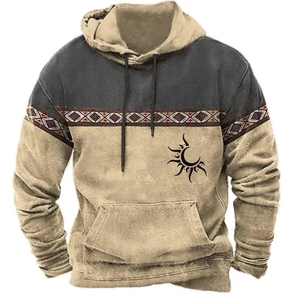 Indian Cowboy Autumn Winter Retro Men Hoodies Vintage Pullover Fashion Oversized Sweatshirt Long Sleeve Casual Tops Clothing
