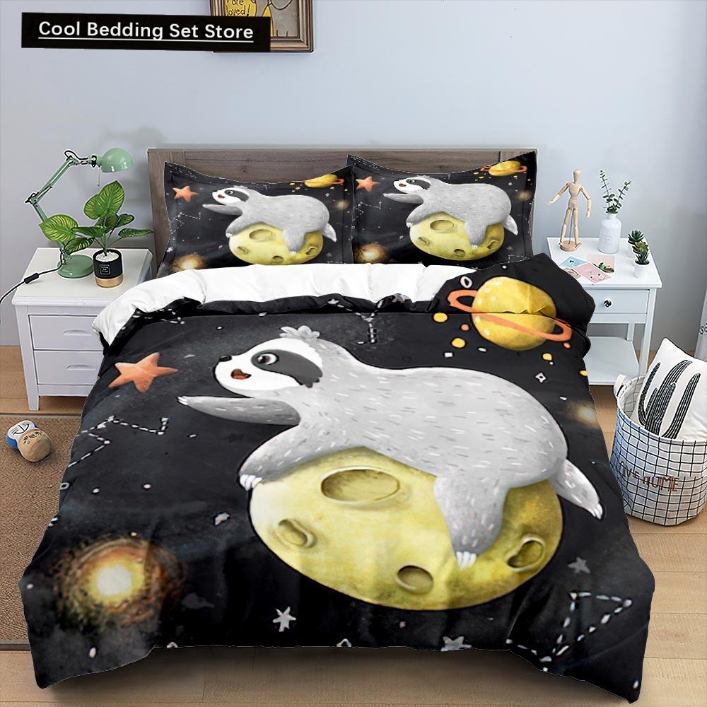 Cartoon Sloth Duvet Cover King Queen Funny Animal Bedding Set for Kids Wildlife Polyester Quilt Cover Children Birthday Gifts