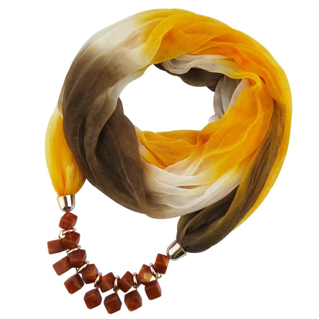 Summer Sunscreen Scarf Gradient Silk Scarf Scarf Resin Necklace Pendant Women's Jewelry Scarf