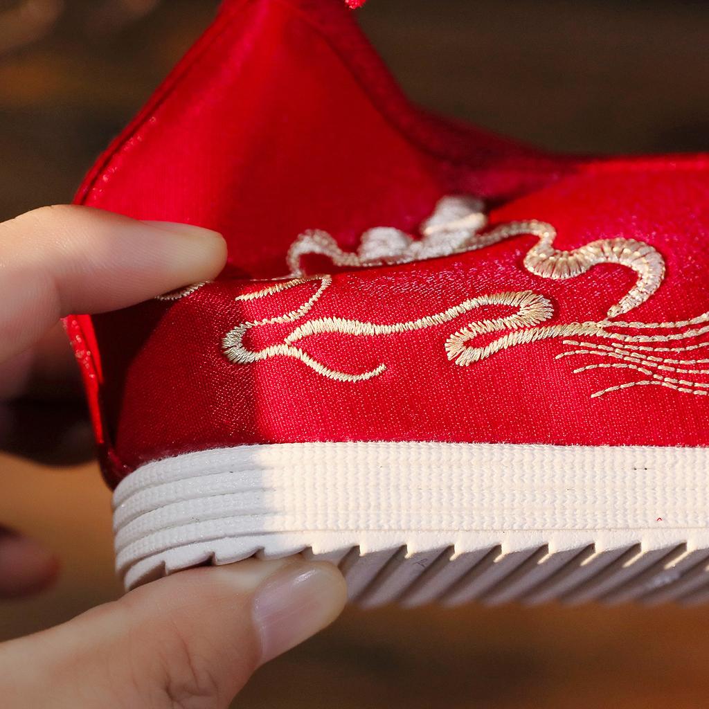 Embroidered Shoes Fringed Hanfu Shoes Antique Xiuhe Shoes Chinese Inner Heightening Cloth Shoes