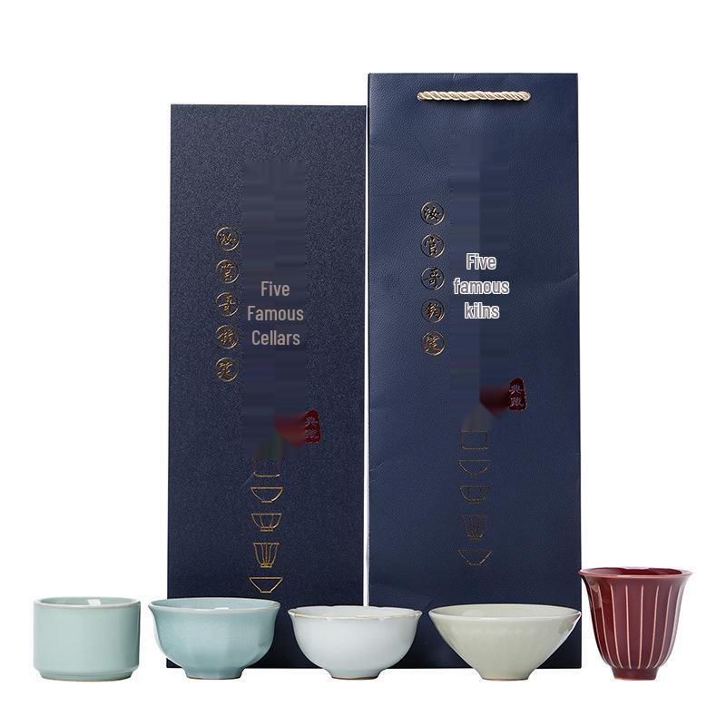 Ru Kiln Tea Cup & Bowl Gift Set for Home, Host, or Business Souvenir