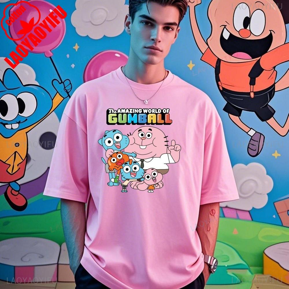 The Amazing World of Gumball Gumball and Darwin Summer Unisex Loose Harajuku Breathable Camisetas High Quality Loose T Shirt