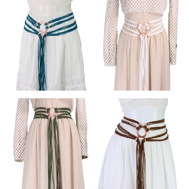 Adjustable Faux Leather Belt Long Rope Crossing Waist Strap Design Secure Metal Clasp Girdle For Stylish Styling