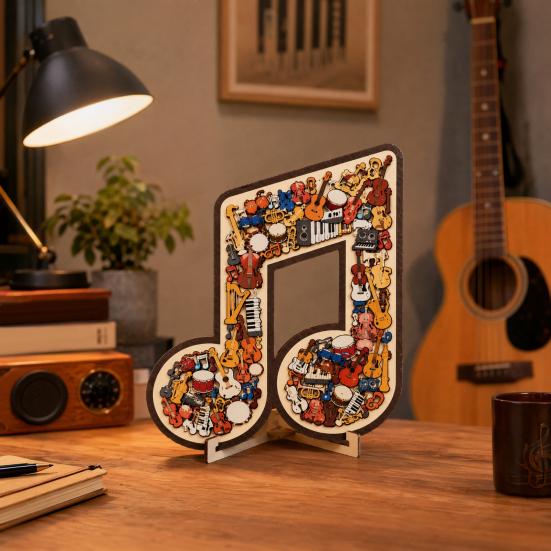 Puzzle in Legno Nota Musicale Strumento Nota Decorazione Jigsaw Musicale