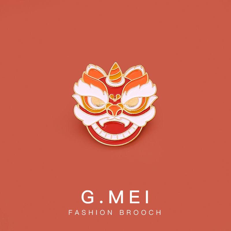 Брошь китайский танец льва Праздник Весны благоприятный праздничный подарок металлическая значок-булавка фиксированный одежда сумка
