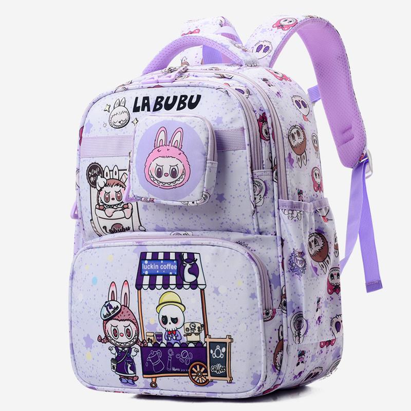 LABUBU Školní taška Školní batoh Lehký Snížení zátěže Ochrana zad a Velkokapacitní Dětský školní batoh pro 1.-6. třídu