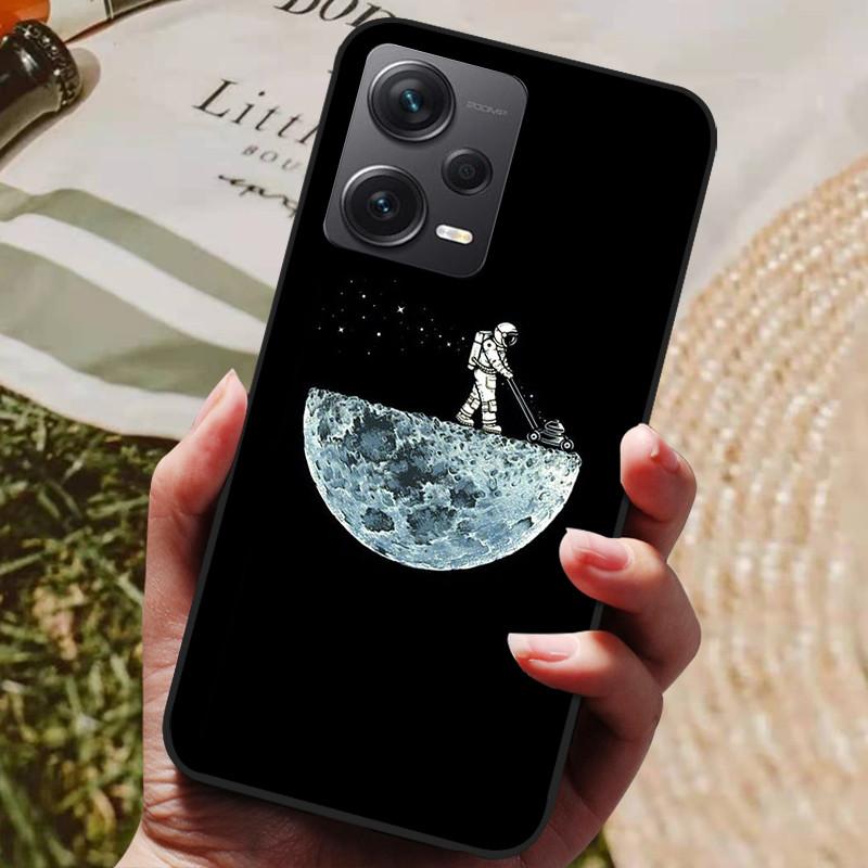 For Redmi Note 12 Pro 5G Case Note12 Covers Soft TPU Black Silicone Cover for Xiaomi Redmi Note 12 Pro+ 5G Plus Cartoon Painted