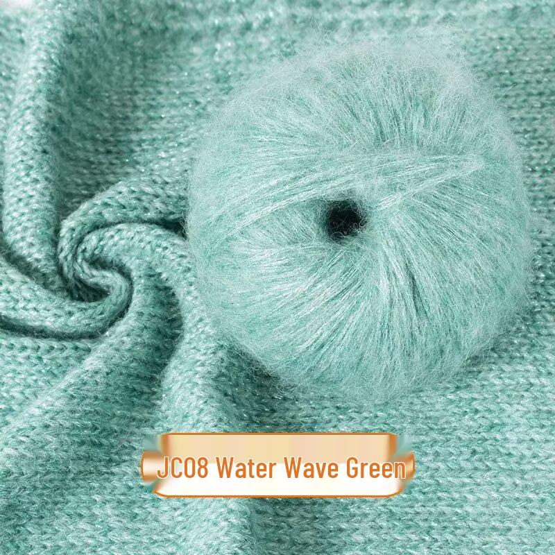 Medium-Thick Sparkly Mohair & Wool Soft Hand-Knitting Yarn Skein
